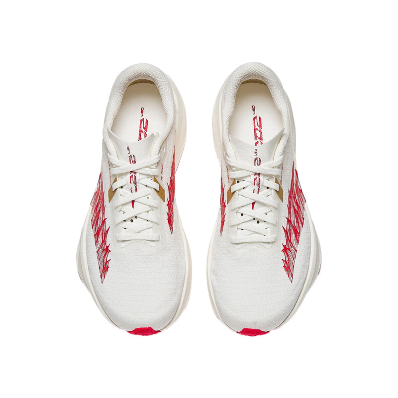 Pair of ANTA C202 LSD Zone 2 N90 White Red running shoes, top view showing the white laces and red accents.