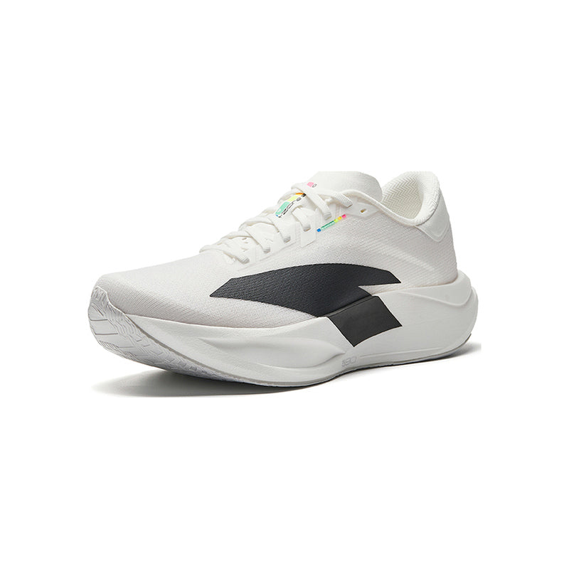 Women’s ANTA C202 LSD Zone 2 N90 White Black running shoe, front three-quarter view showing the white laces and black side logo.