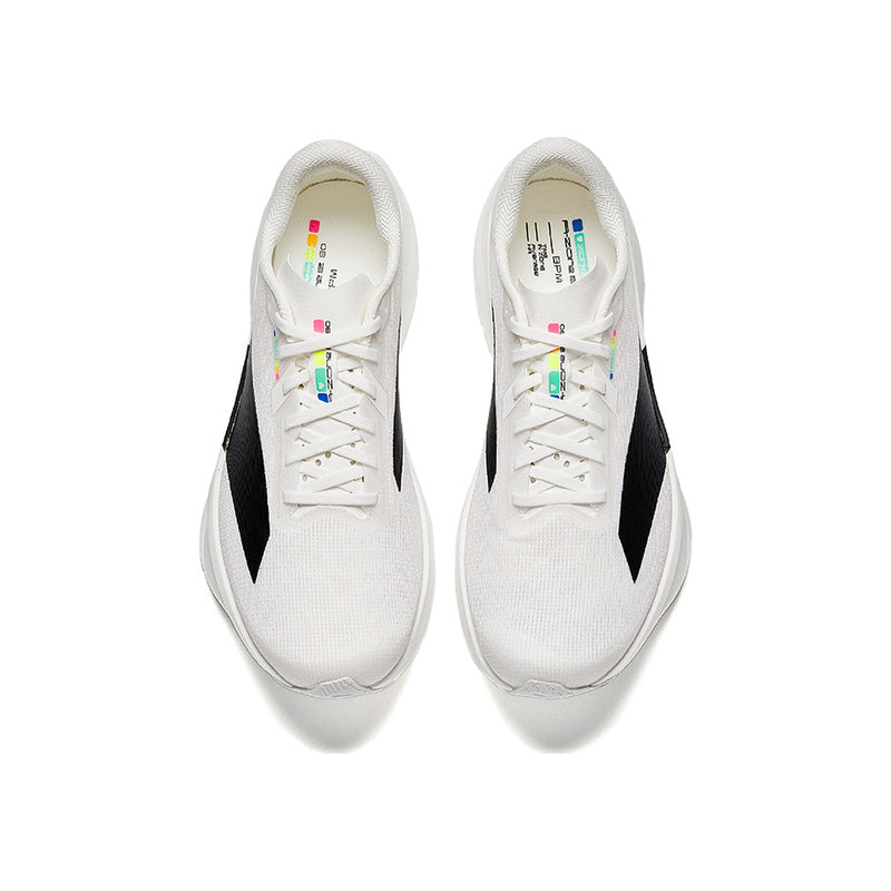 Pair of women’s ANTA C202 LSD Zone 2 N90 White Black running shoes, top view showing the laces and insoles.