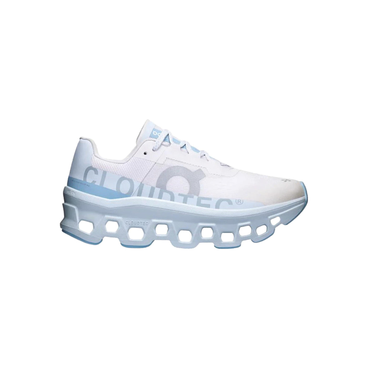 On Cloudmonster Frost Wash women’s running shoe, side view