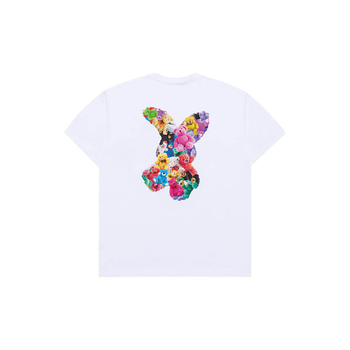 ADLV Bear Doll Fuzzy Rabbit short-sleeve T-shirt in white, back view