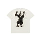 ADLV Fuzzy Font Rabbit short-sleeve T-shirt in cream with large black rabbit graphic, back view