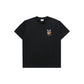 ADLV Rabbit Bear short-sleeve T-shirt in black with rabbit-ear bear graphic, front view