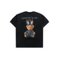 ADLV Rabbit Bear short-sleeve T-shirt in black with rabbit-ear bear graphic, back view