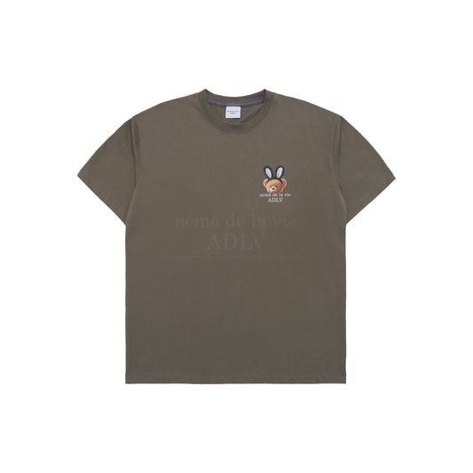 ADLV Rabbit Bear Doll Logo short-sleeve T-shirt in Cocoa, front view