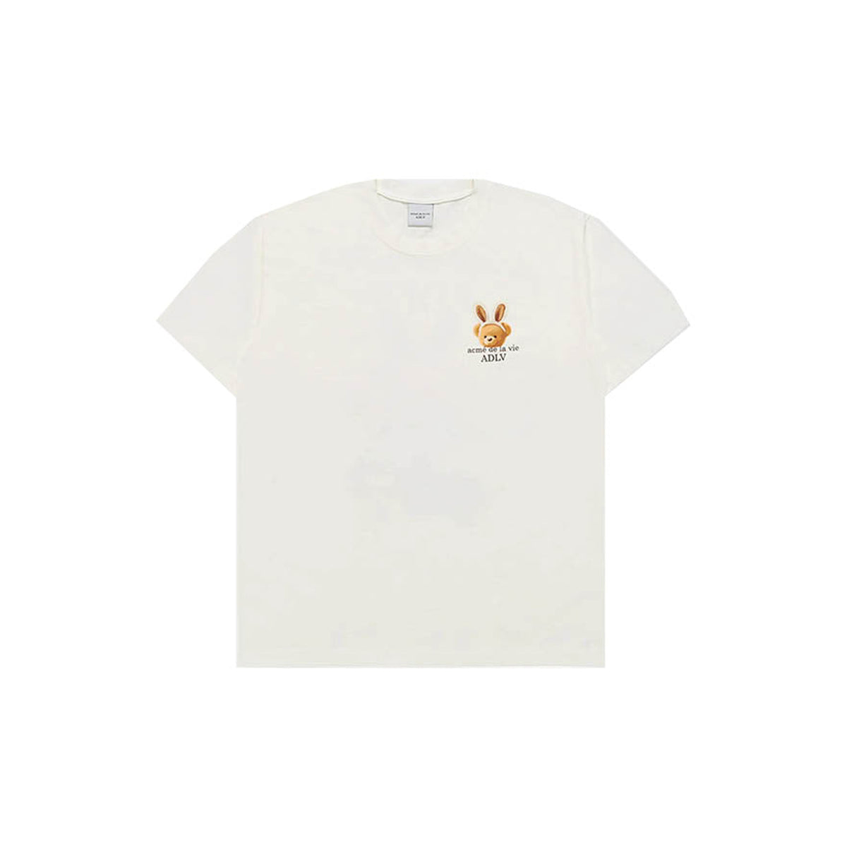 ADLV Rabbit Bear Doll Logo short-sleeve T-shirt in cream, front view