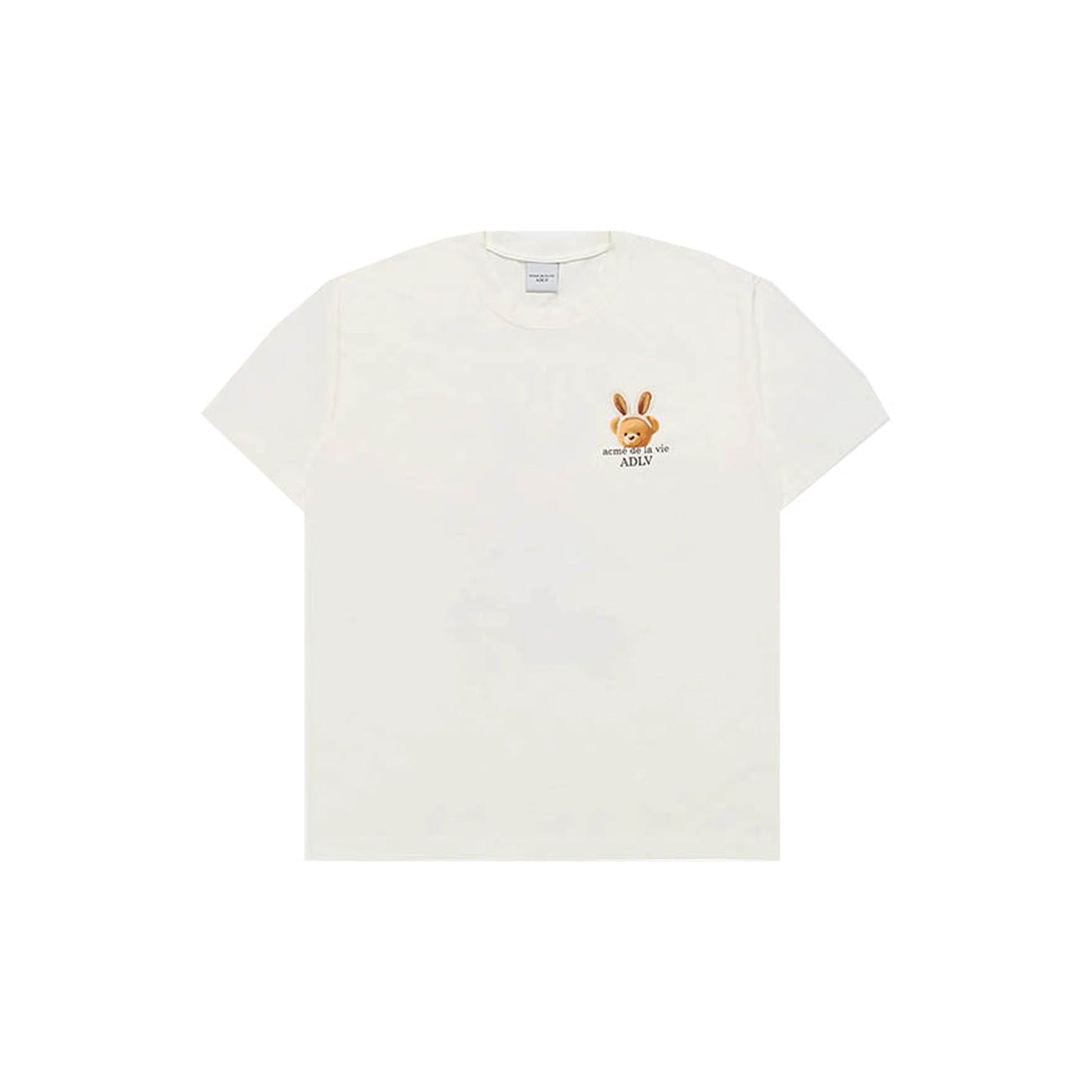 ADLV Rabbit Bear Doll Logo short-sleeve T-shirt in cream, front view
