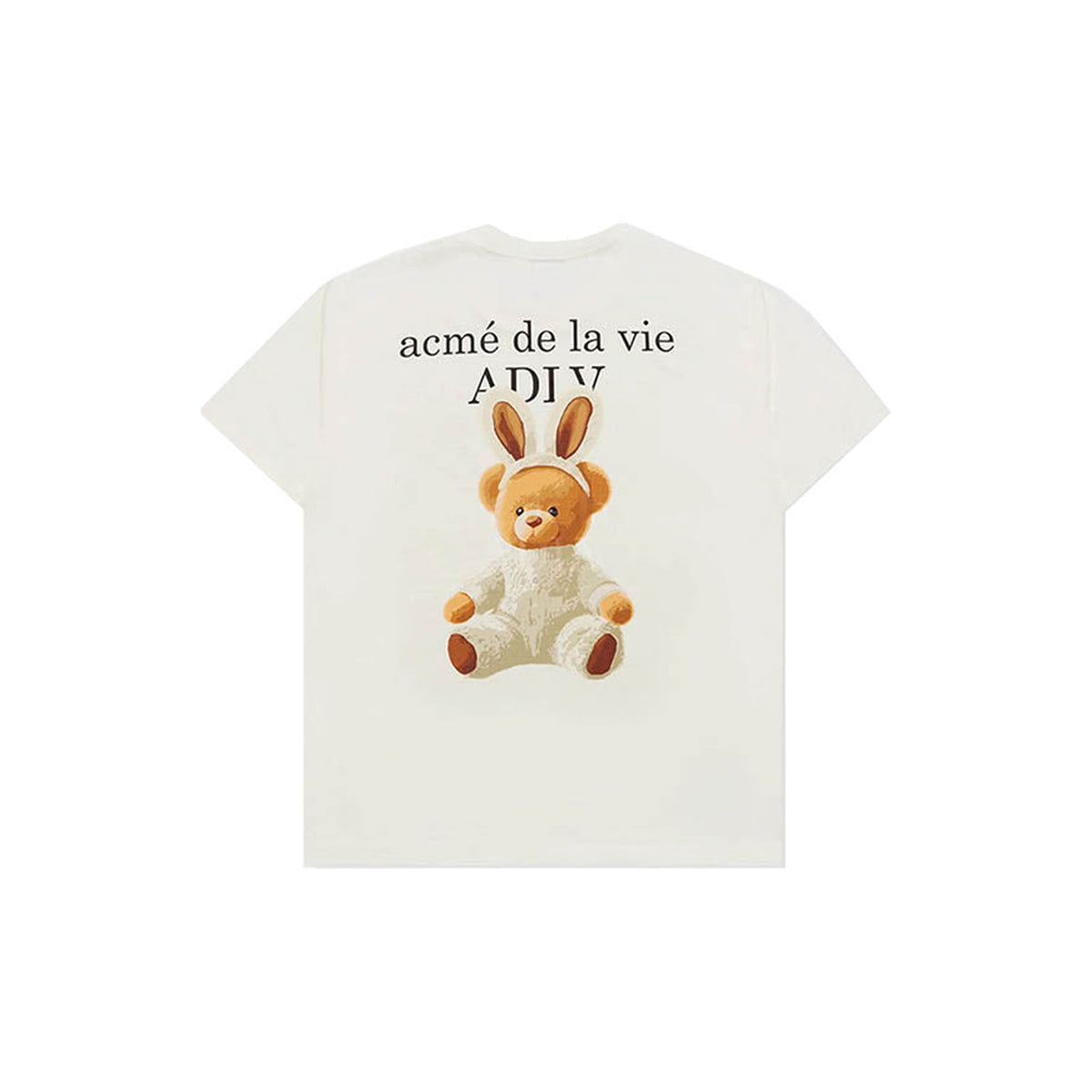 ADLV Rabbit Bear Doll Logo short-sleeve T-shirt in cream, back view