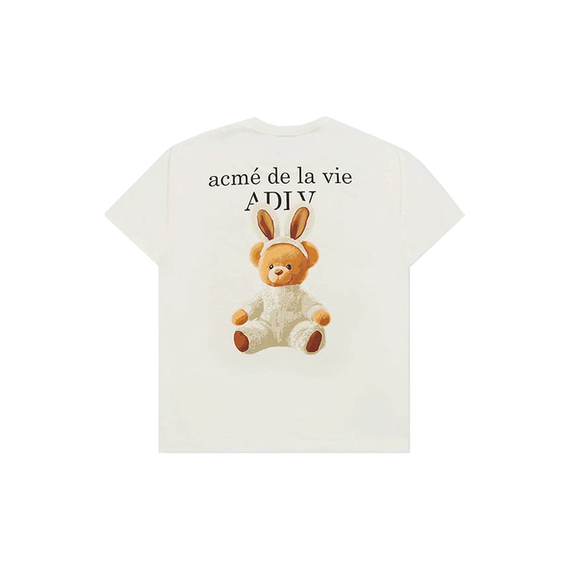 ADLV Rabbit Bear Doll Logo short-sleeve T-shirt in cream, back view