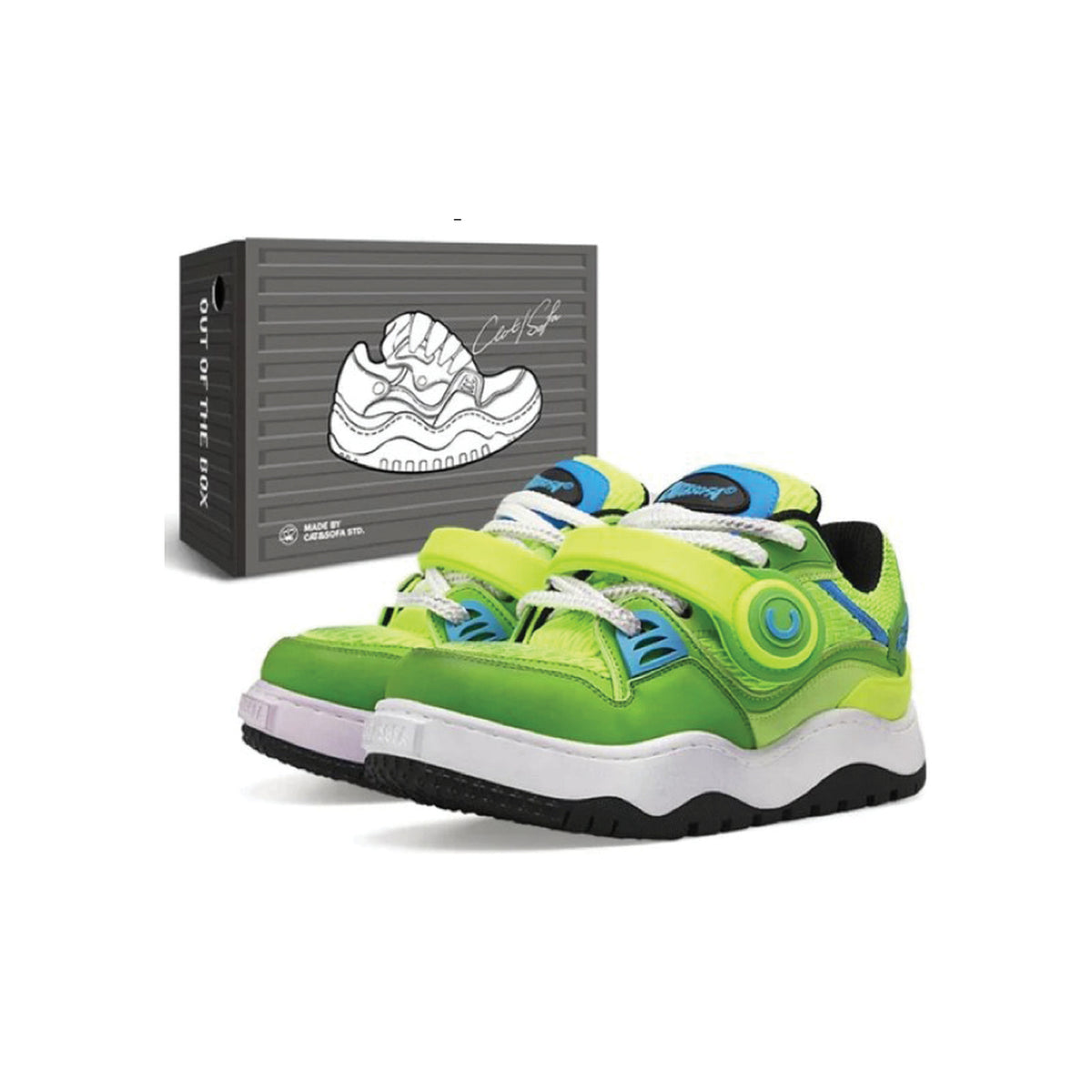 Cat & Sofa Headphone Shoes Lime Green view 1