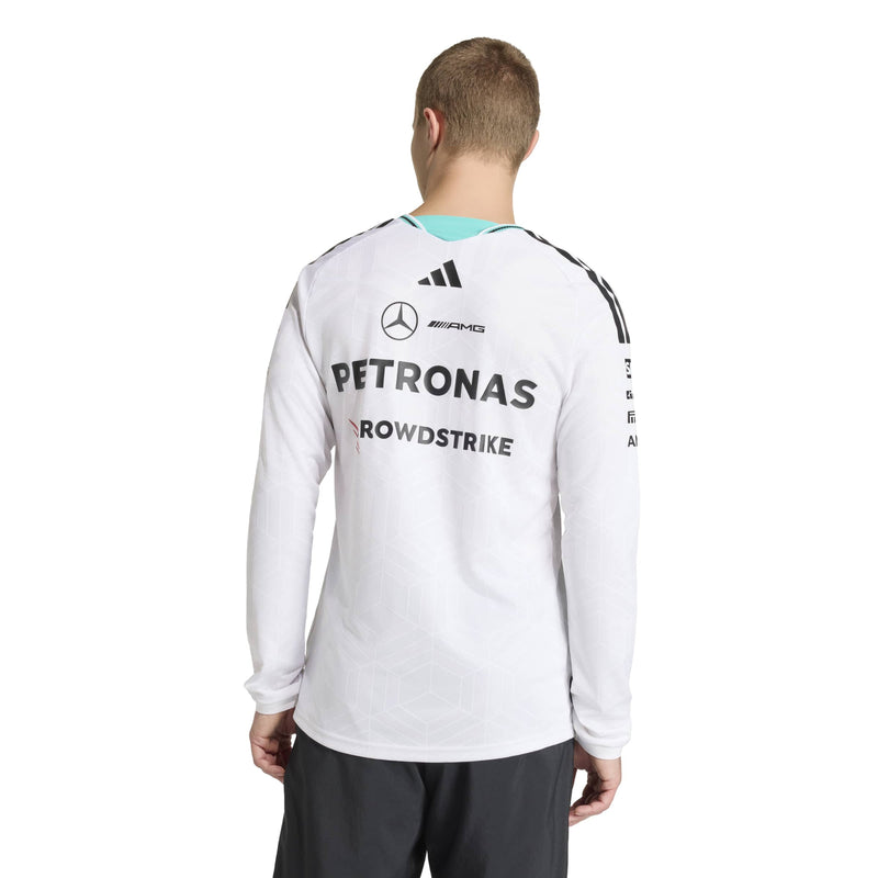 adidas Mercedes-AMG Petronas Formula One Team Authentic Long Sleeve Driver Jersey in White, product gallery image 3