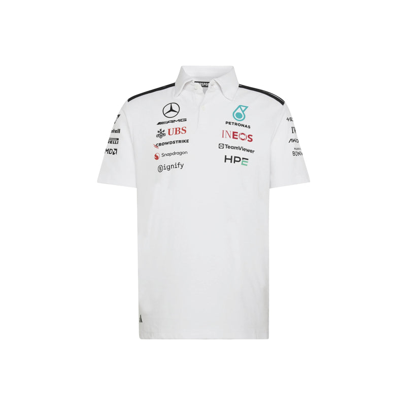 adidas Mercedes-AMG Petronas Formula One Team Engineer Polo in White and Black, product gallery image 1