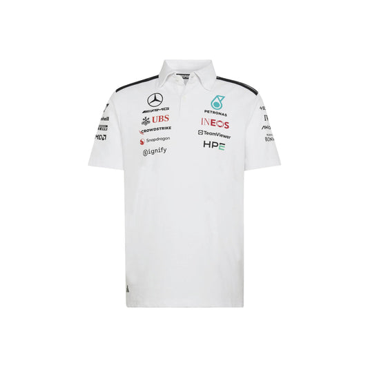 adidas Mercedes-AMG Petronas Formula One Team Engineer Polo in White and Black, product gallery image 1