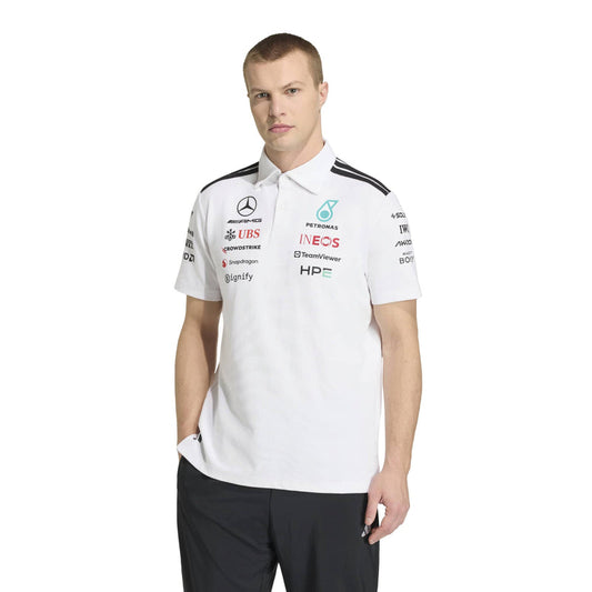 adidas Mercedes-AMG Petronas Formula One Team Engineer Polo in White and Black, product gallery image 2
