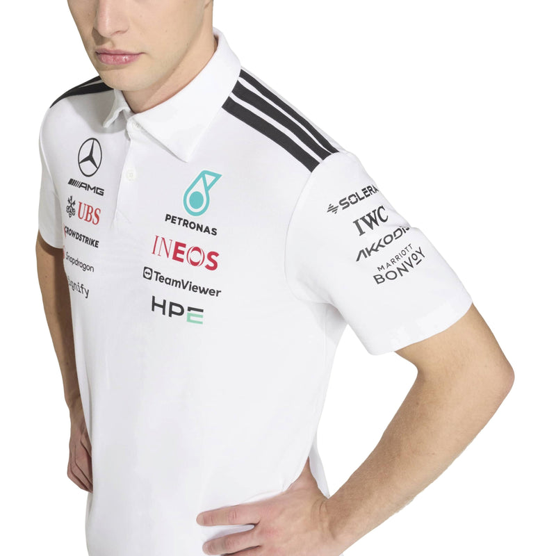 adidas Mercedes-AMG Petronas Formula One Team Engineer Polo in White and Black, product gallery image 6