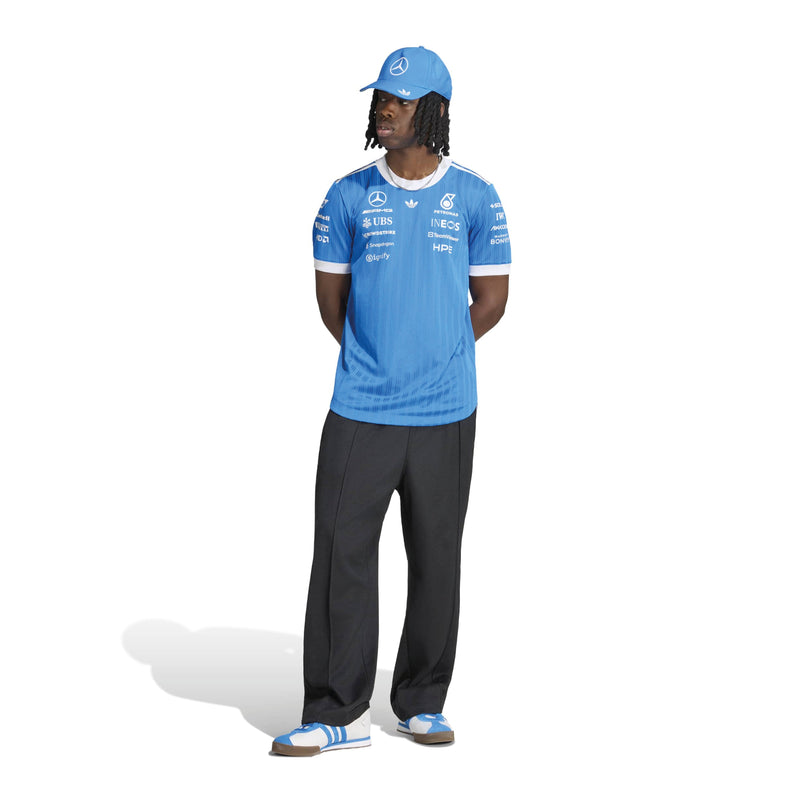 adidas Mercedes-AMG Petronas Blue Wonder Authentic Driver Jersey in Blue Bird and White, product gallery view