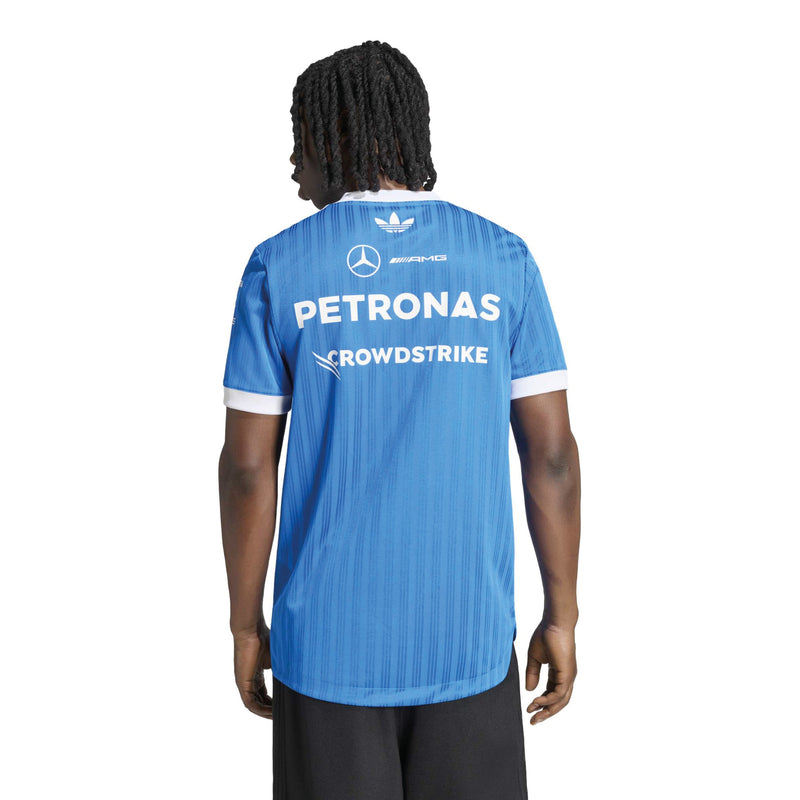 adidas Mercedes-AMG Petronas Blue Wonder Authentic Driver Jersey in Blue Bird and White, product gallery view