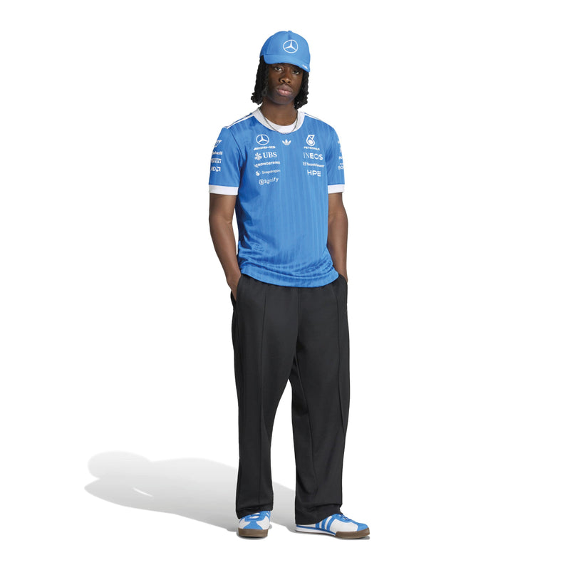 adidas Mercedes-AMG Petronas Blue Wonder Authentic Driver Jersey in Blue Bird and White, gallery image 5