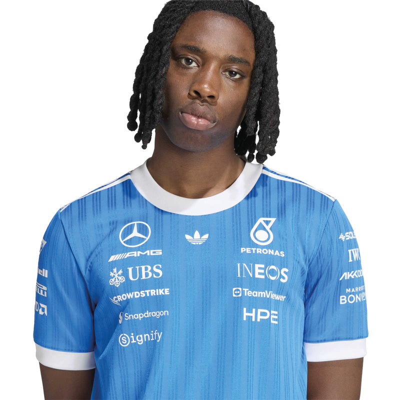 adidas Mercedes-AMG Petronas Blue Wonder Authentic Driver Jersey in Blue Bird and White, gallery image 7