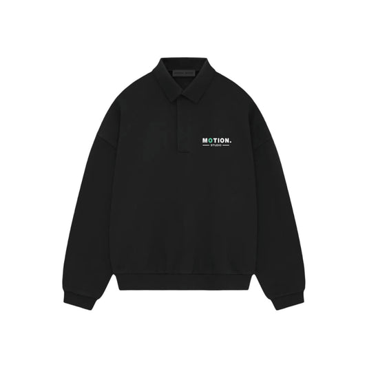 MOTION Basic Logo Fleece Polo Black 1