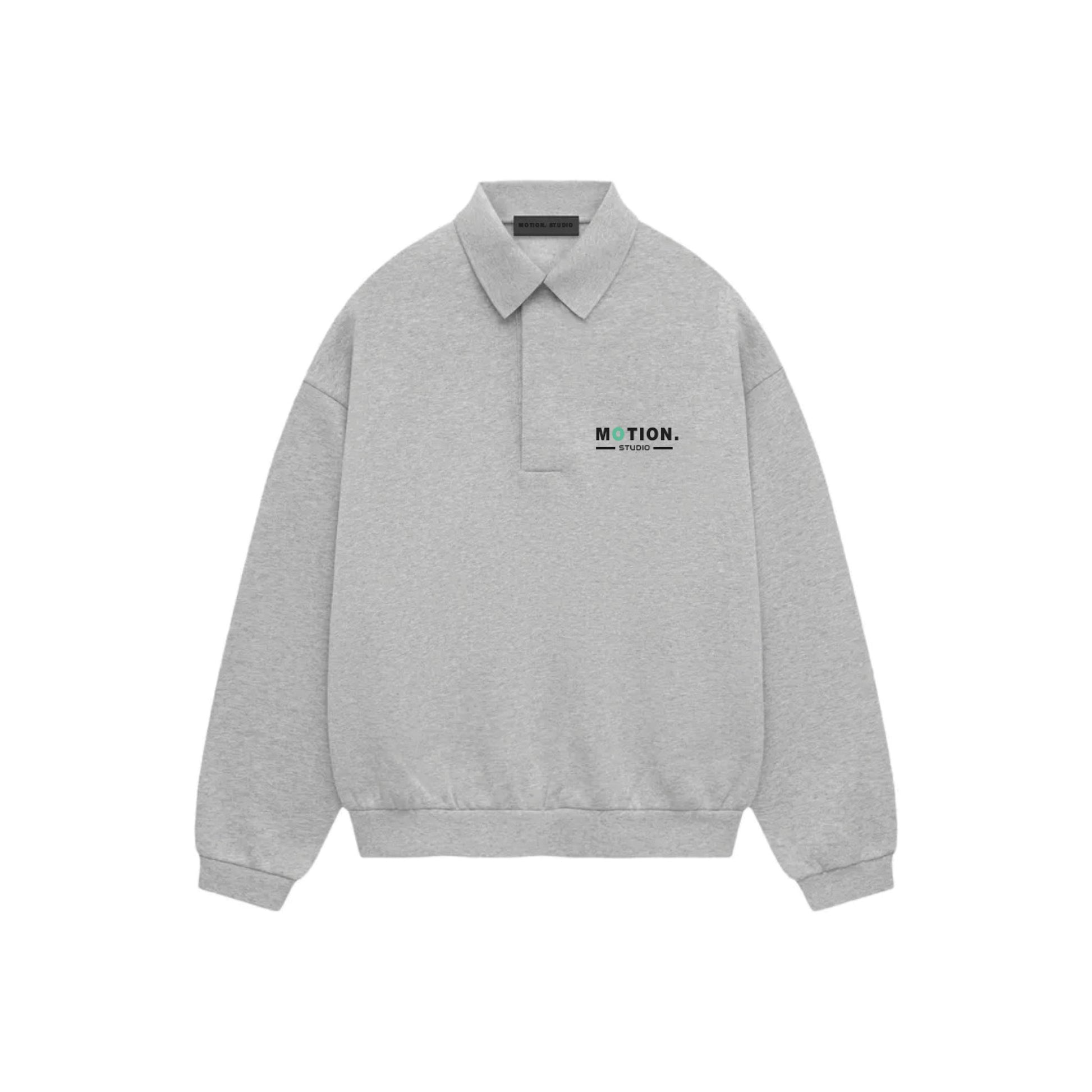 MOTION Basic Logo Fleece Polo Light Oatmeal, front view