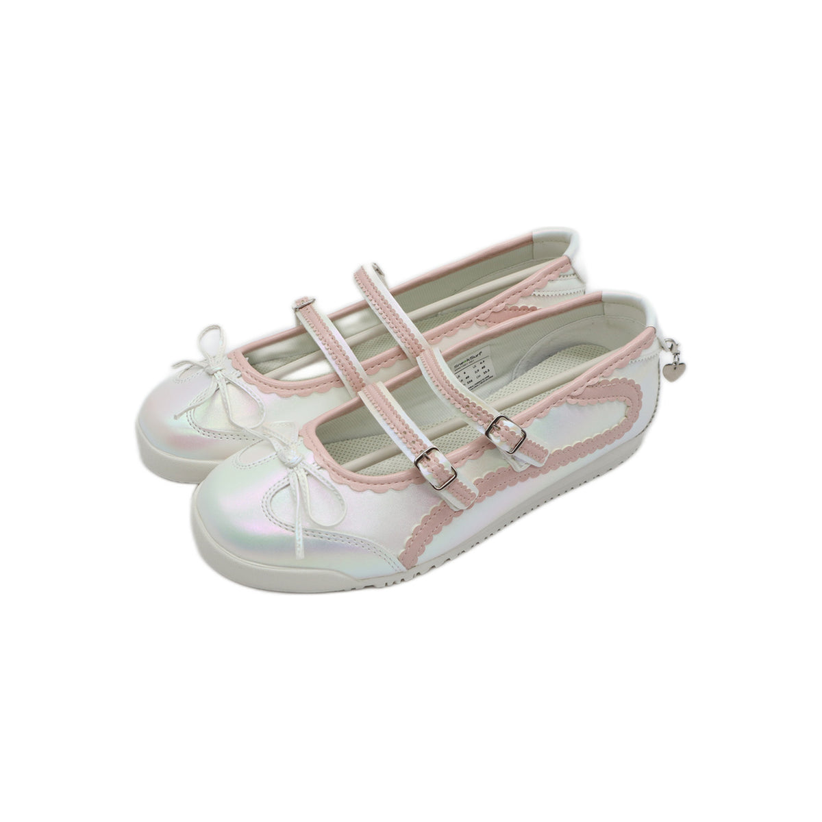 SneakSurf Mary Jane in Cloud White/Pink, inner side view with heart charm