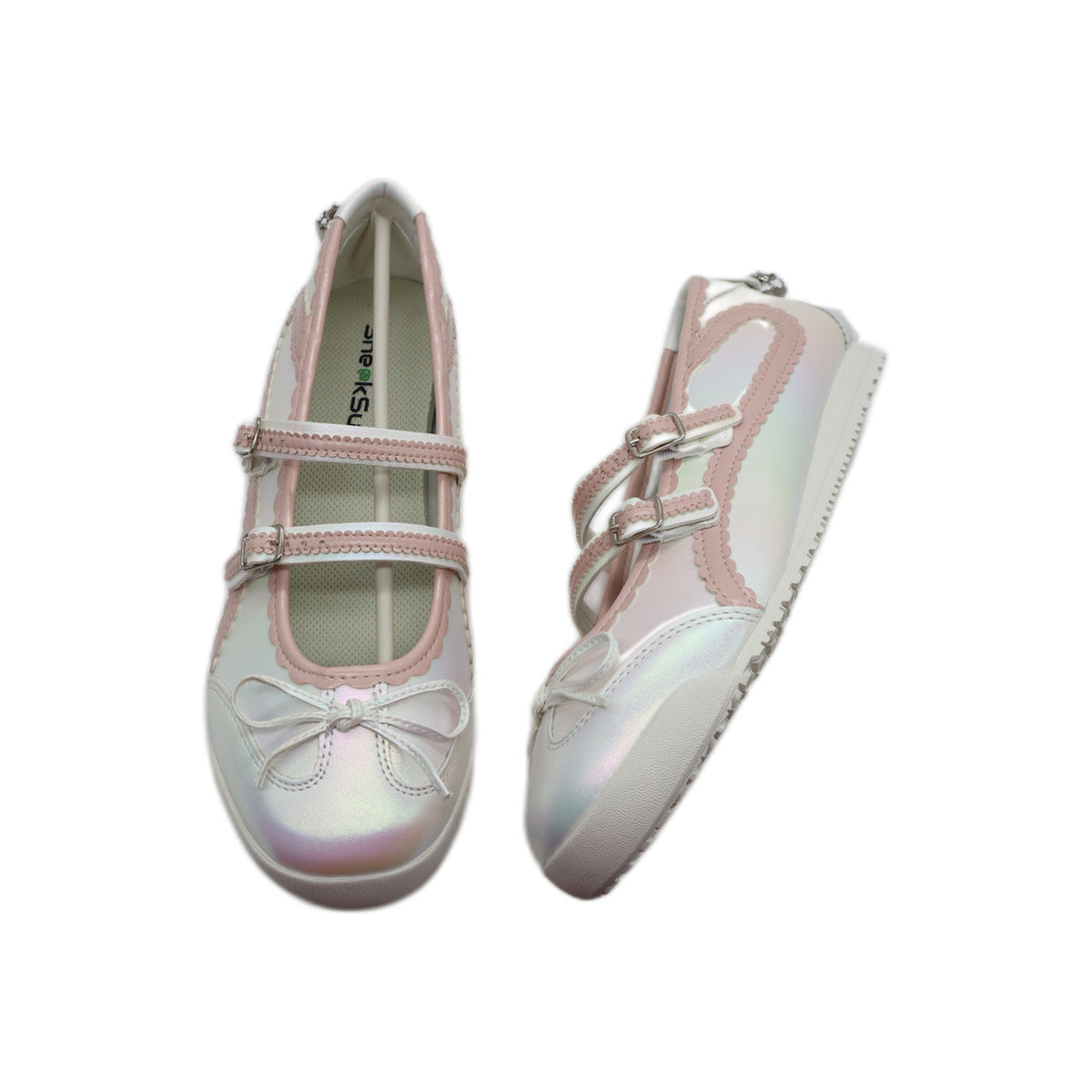 SneakSurf Mary Jane in Cloud White/Pink, outsole and side view
