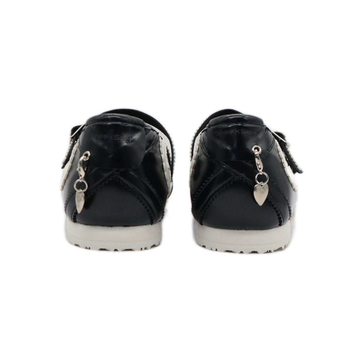 SneakSurf Mary Jane in Black White/Cream, front three-quarter pair view