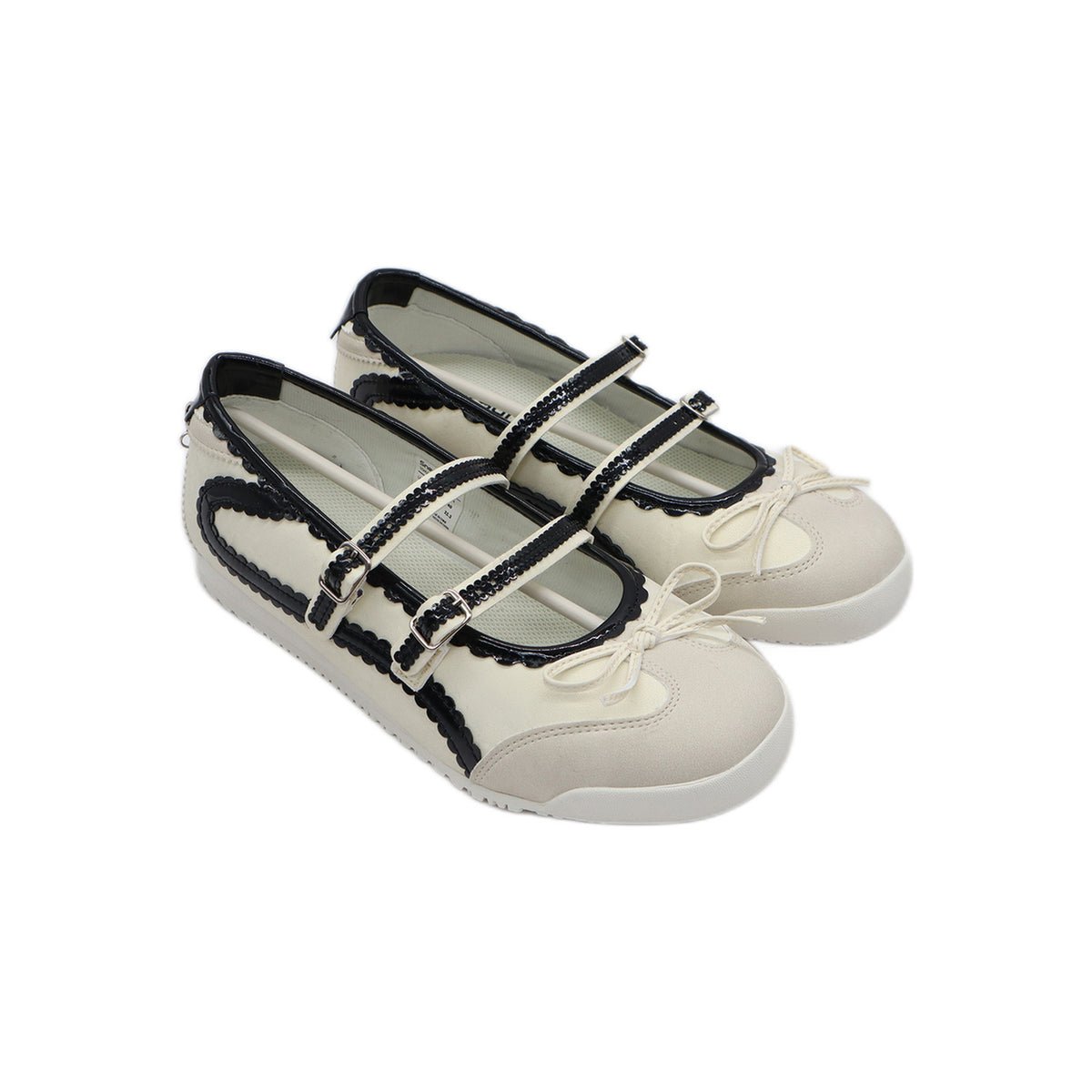 SneakSurf Mary Jane in Cream White/Black, angled pair view