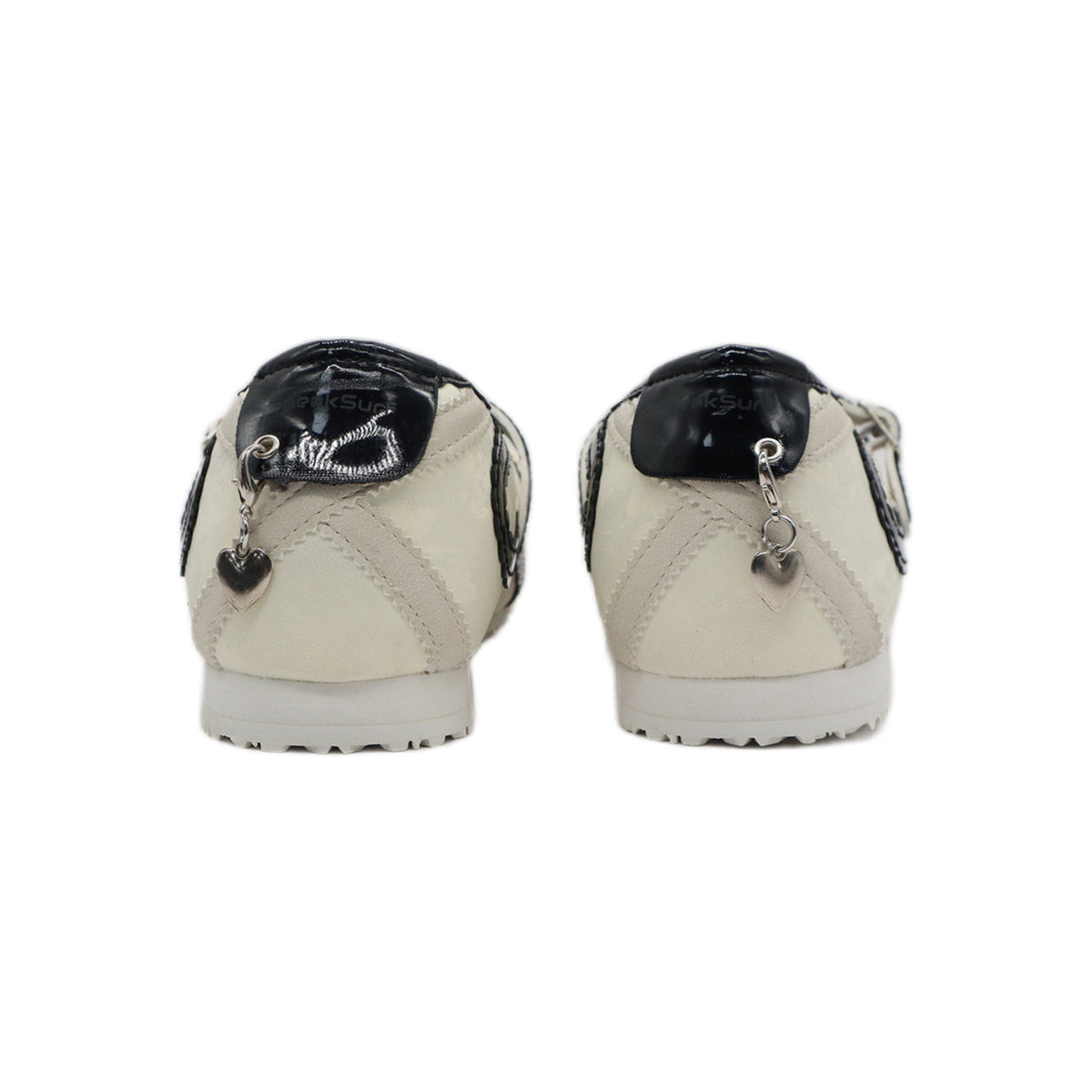 SneakSurf Mary Jane in Cream White/Black, front three-quarter pair view