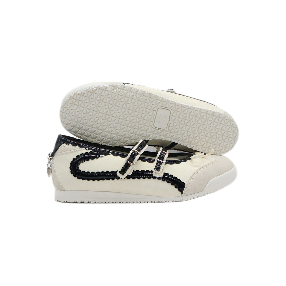 SneakSurf Mary Jane in Cream White/Black, top and side view