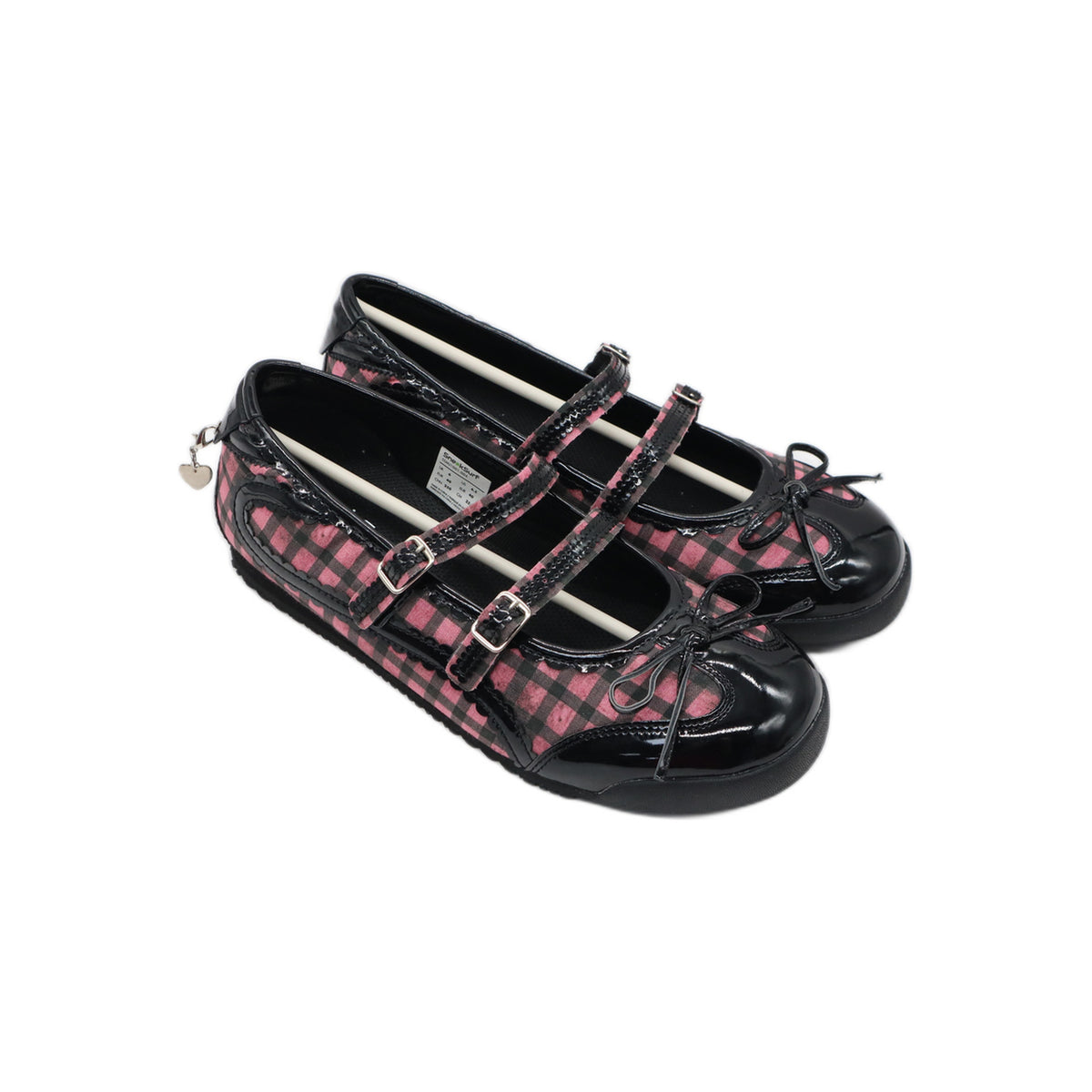 SneakSurf Mary Jane in Pink Plaid/Black, angled pair view