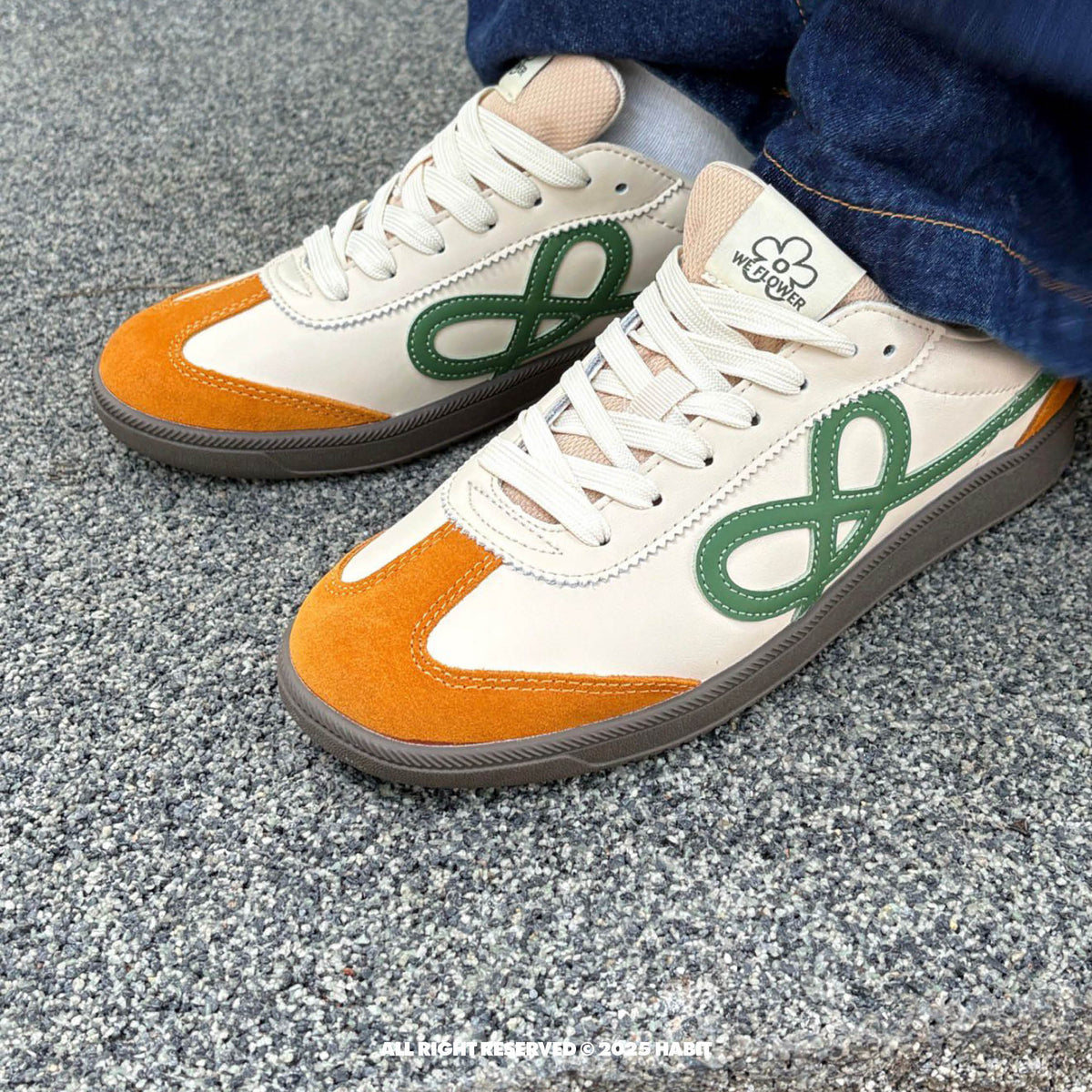 WE FLOWER Retro Germany Trainer Beige Green view 6