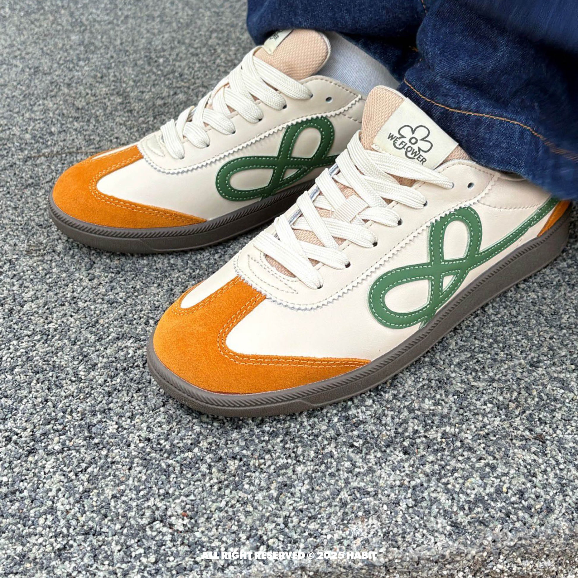 WE FLOWER Retro Germany Trainer Beige Green view 6