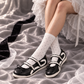 SneakSurf Mary Jane in Black White/Cream worn on foot